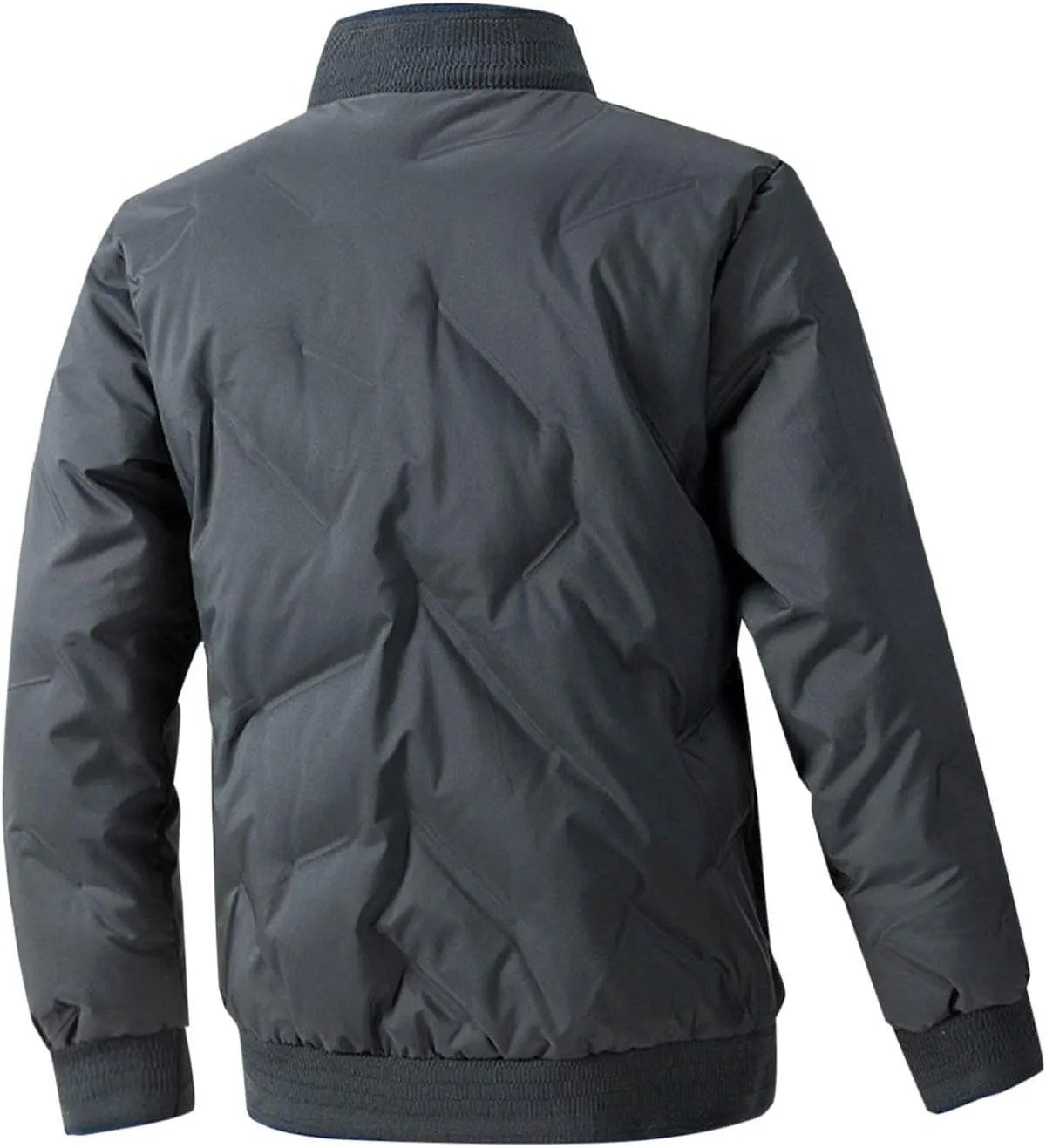 Jackets for Men Fashion Winter Zip up Long Sleeve No Hood down Jacket Casual Lightweight Warm Windbreaker Coat Pocket