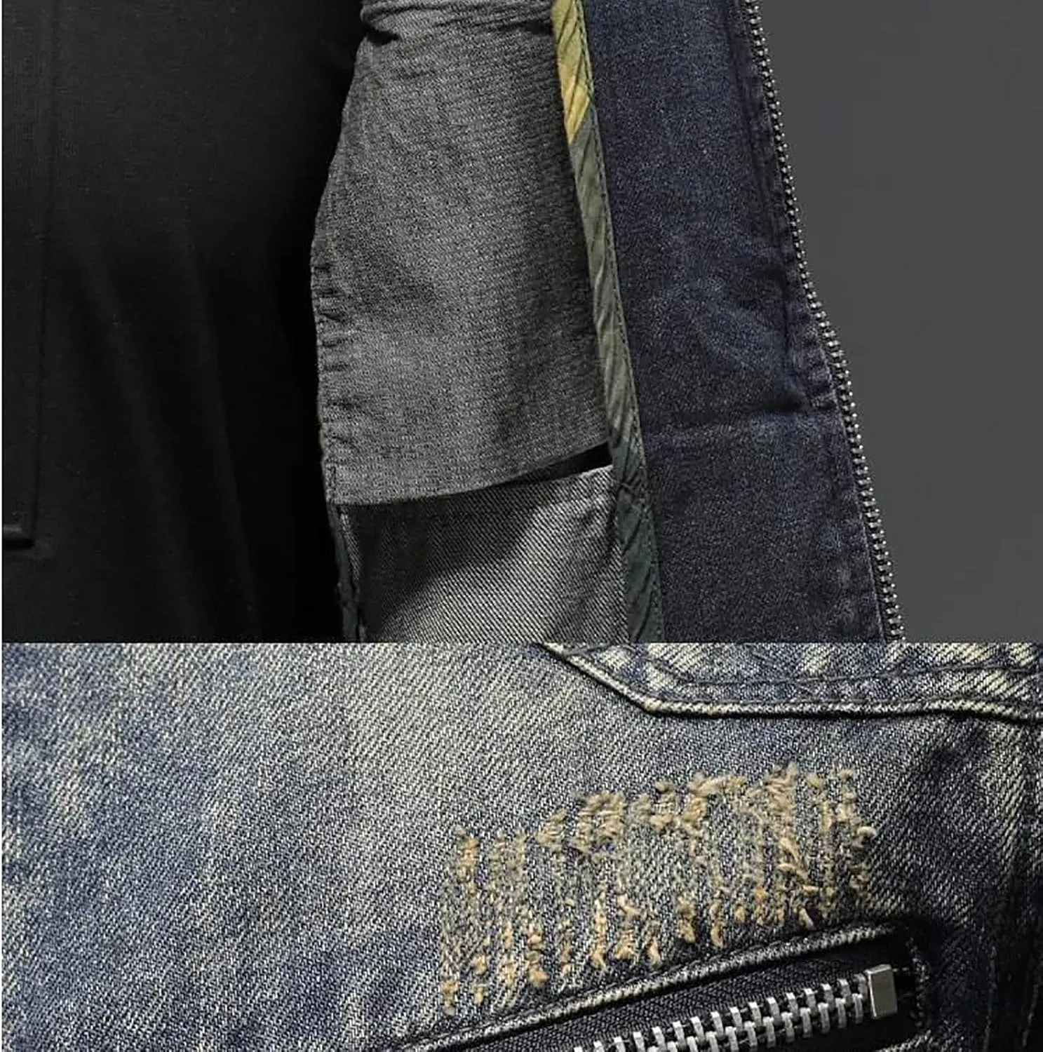 Jean Jacket for Men Slim Fit Vintage Washed Denim Jacket Coat Long Sleeve Teen Boys Hip Hop Rock Motorcycle Jackets