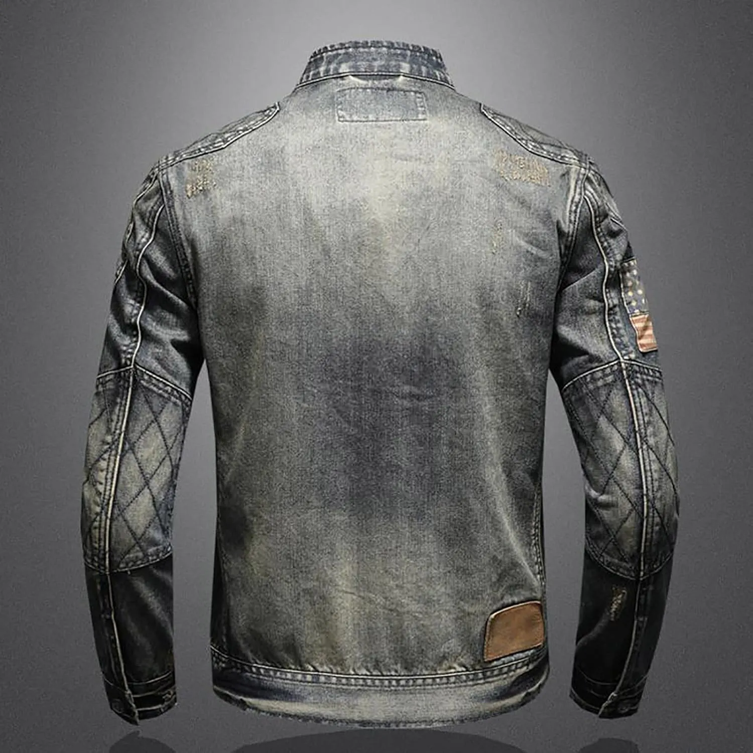 Jean Jacket for Men Slim Fit Vintage Washed Denim Jacket Coat Long Sleeve Teen Boys Hip Hop Rock Motorcycle Jackets
