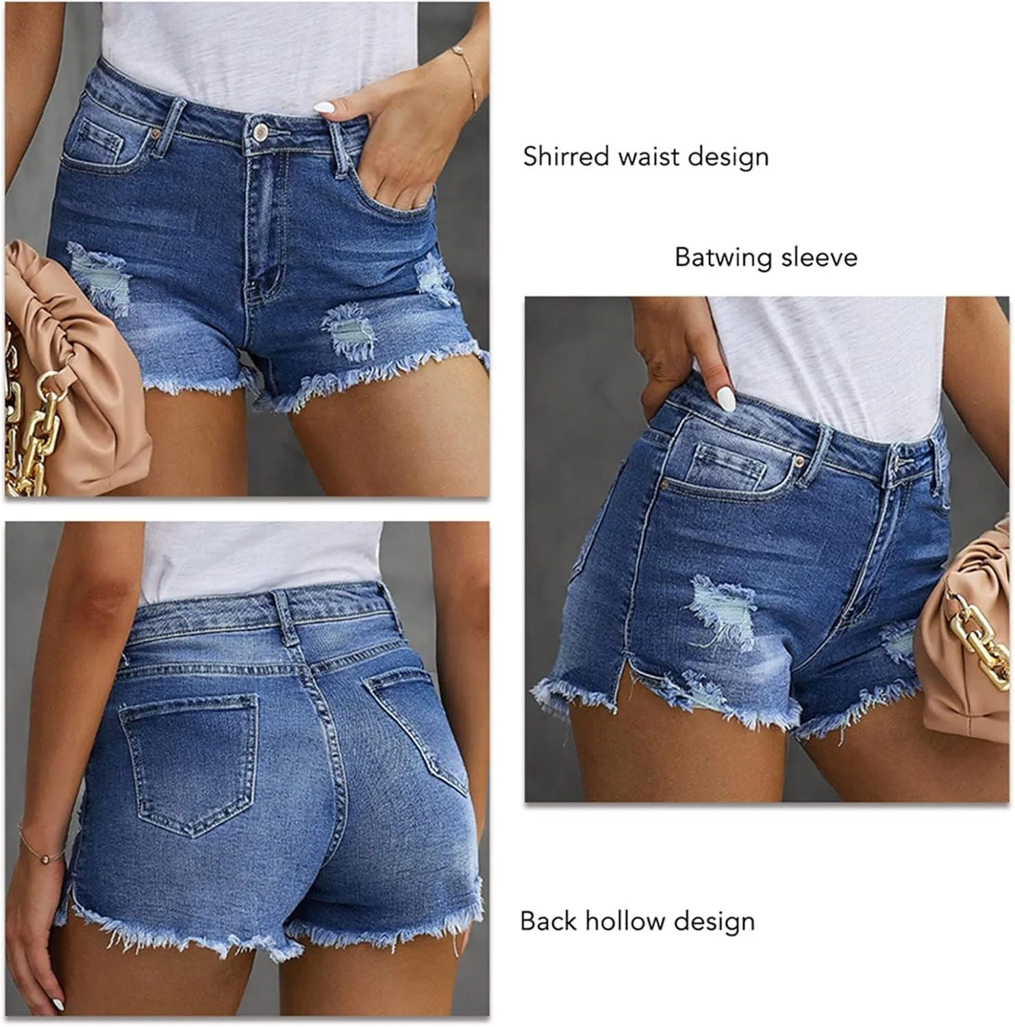 Jeans Shorts Women's Shorts Summer Short Denim Pants High Waist Side Slit Hot Pants