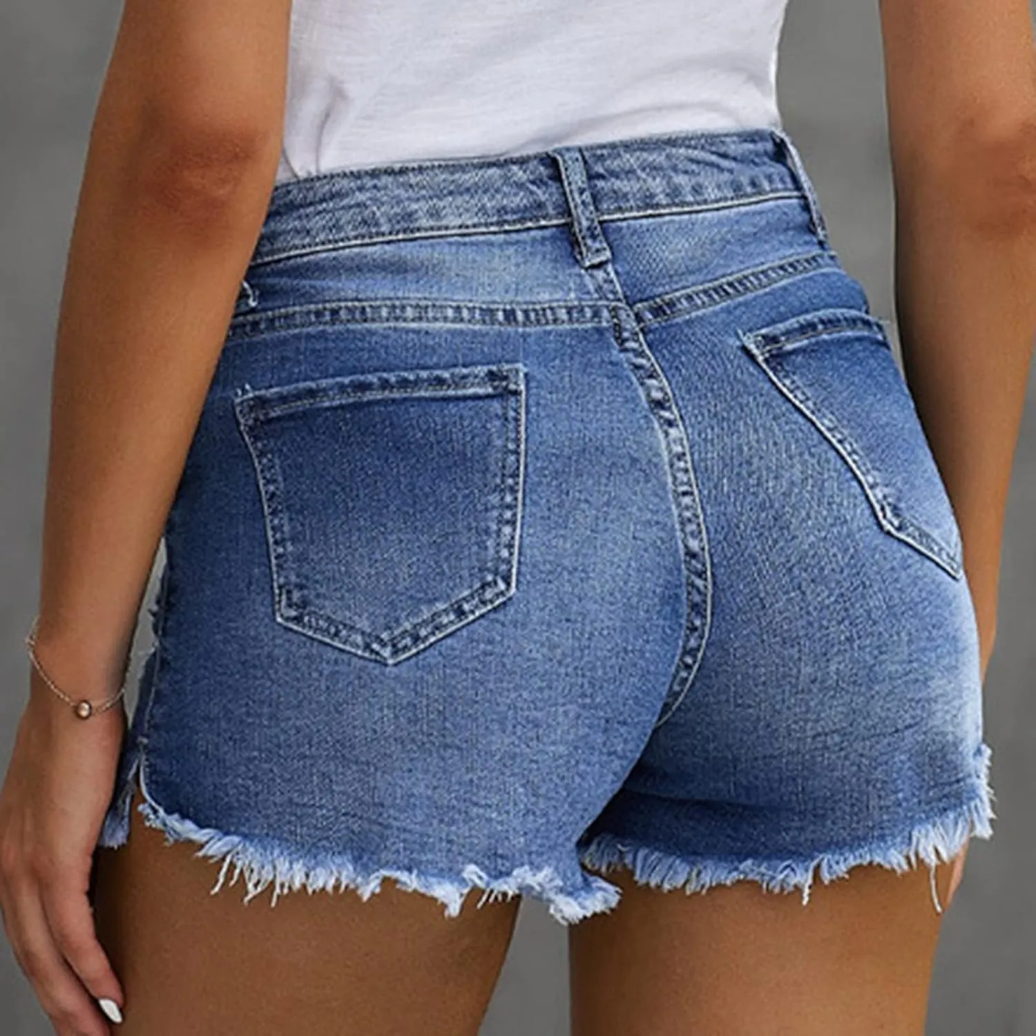 Jeans Shorts Women's Shorts Summer Short Denim Pants High Waist Side Slit Hot Pants