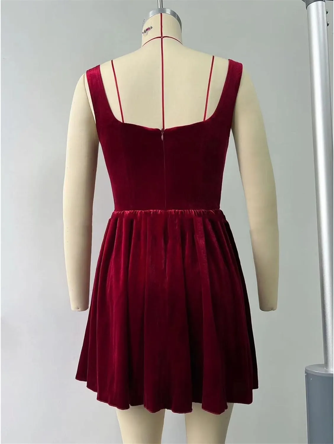 JEKE-DG Women's Ruffle A Line Elegant Christmas Dress Sleeveless Sexy Strap Cocktail Dress Slim Fit Solid Wedding Dresses