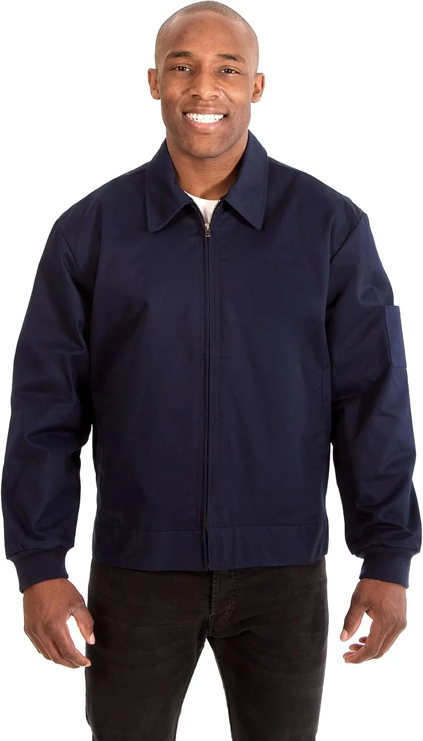 JH DESIGN GROUP Men's Mechanics Jacket a Zip Up Work Coat with Quilted Lining in Navy Blue & Charcoal Grey