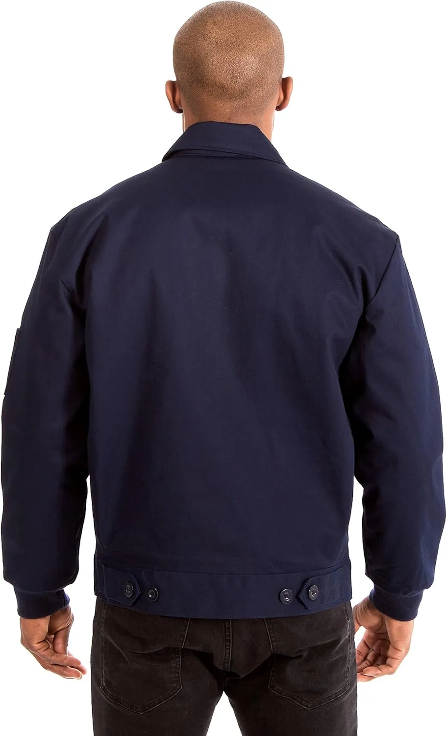 JH DESIGN GROUP Men's Mechanics Jacket a Zip Up Work Coat with Quilted Lining in Navy Blue & Charcoal Grey
