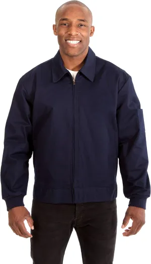JH DESIGN GROUP Men's Mechanics Jacket a Zip Up Work Coat with Quilted Lining in Navy Blue & Charcoal Grey