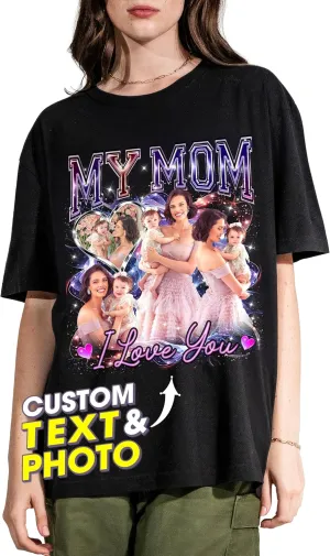 JIX & JOKY Custom Shirt with Picture Custom Mothers Day Shirt for Mom Photo Tshirt with Face Gift for Mothers Day Birthday