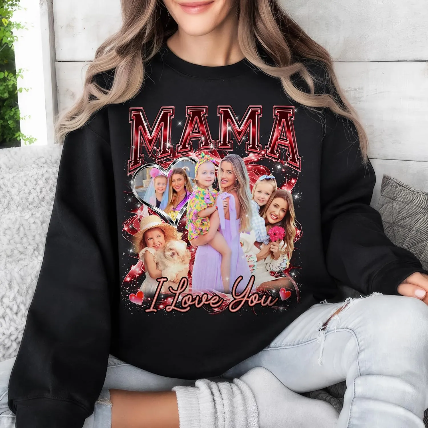 JIX & JOKY Custom Shirt with Picture Custom Mothers Day Shirt for Mom Photo Tshirt with Face Gift for Mothers Day Birthday