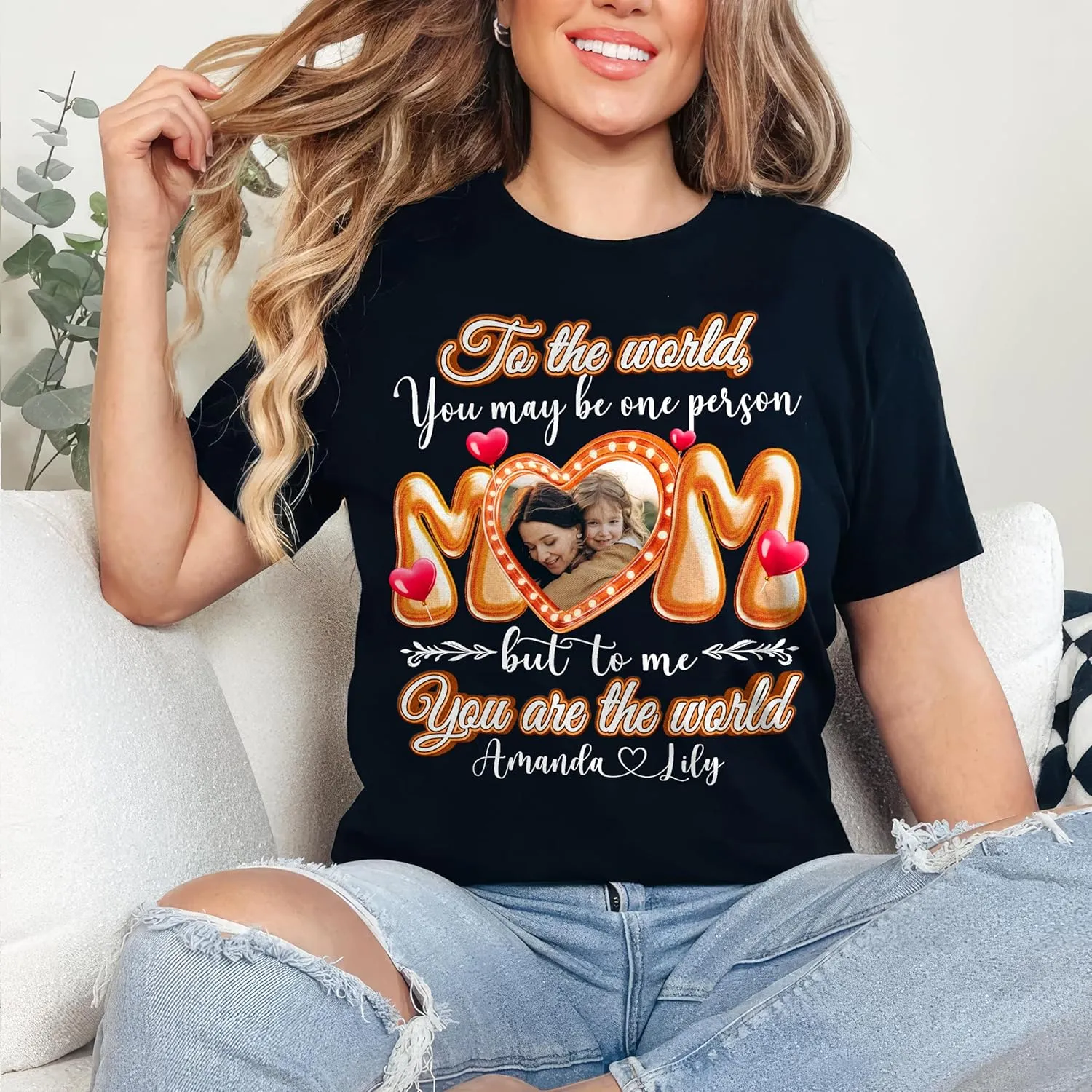 JIX & JOKY Custom Shirt with Picture Custom Mothers Day Shirt for Mom Photo Tshirt with Face Gift for Mothers Day Birthday