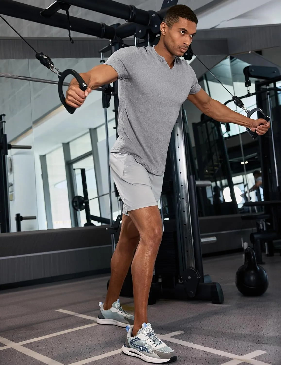 JMIERR Mens Muscle Slim T Shirt Texture V Neck Longline Henley Gym Workout Athletic Tee Shirts