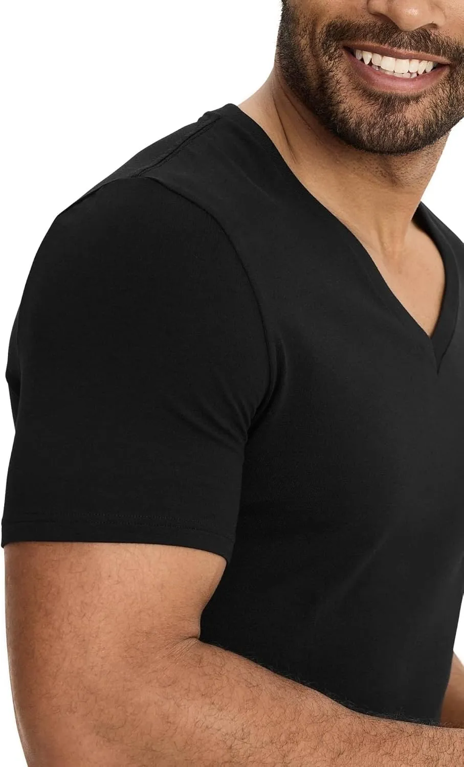 Jockey Men's Undershirt Smooth Fit Cotton Stretch V-Neck Undershirt - 3 Pack