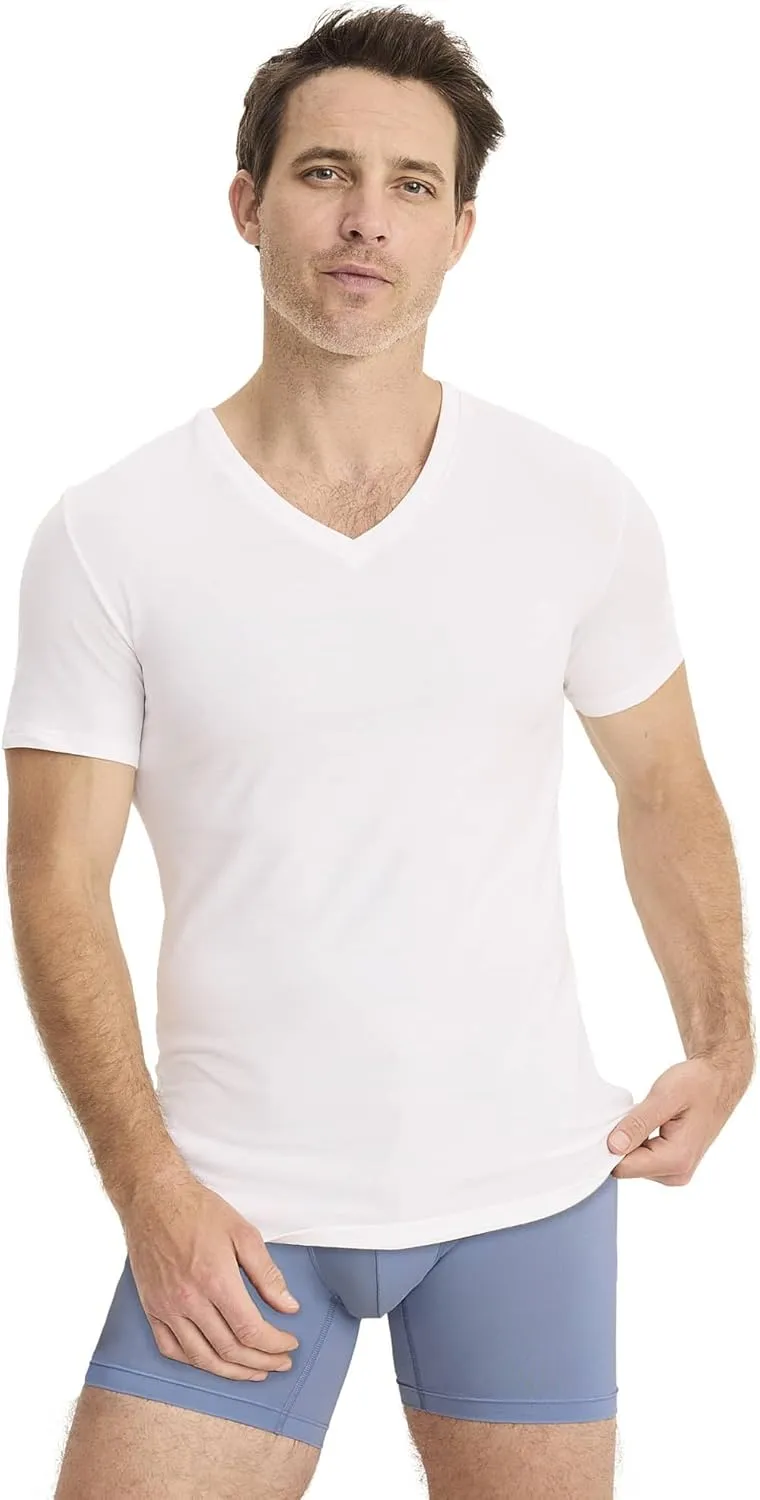 Jockey Men's Undershirt Smooth Fit Cotton Stretch V-Neck Undershirt - 3 Pack