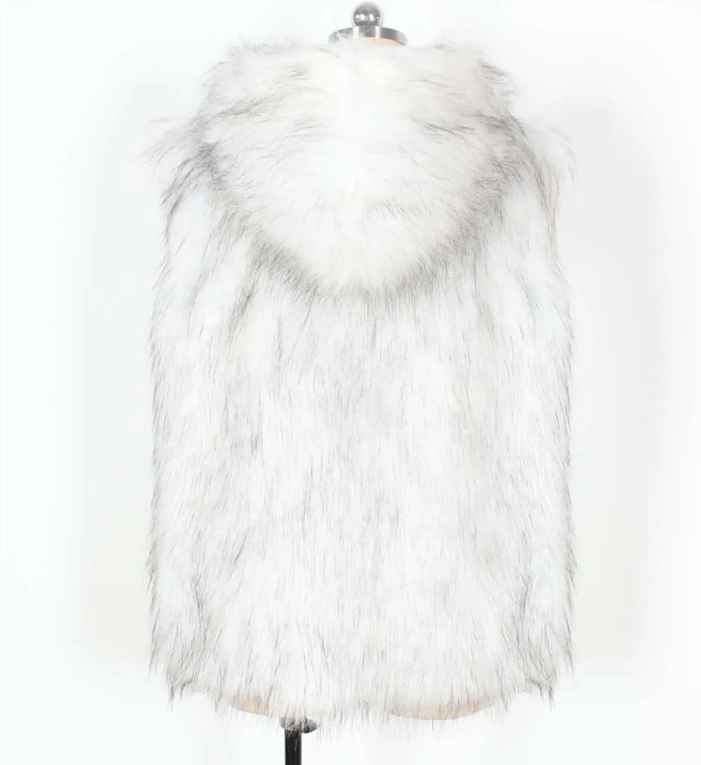 jsaierl Faux Fur Gilet Men Luxury Faux Fur Hoodie Coats Sleeveless Thick Jacket Soft Warm Fluffy Waistcoats Vest with Hood