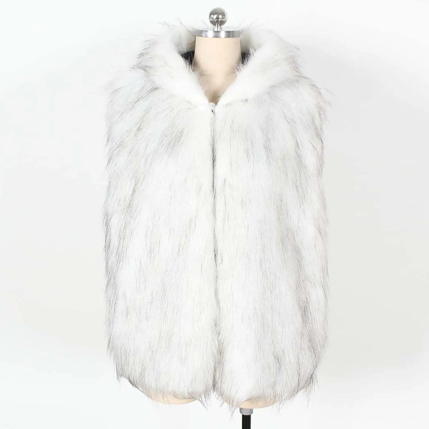 jsaierl Faux Fur Gilet Men Luxury Faux Fur Hoodie Coats Sleeveless Thick Jacket Soft Warm Fluffy Waistcoats Vest with Hood
