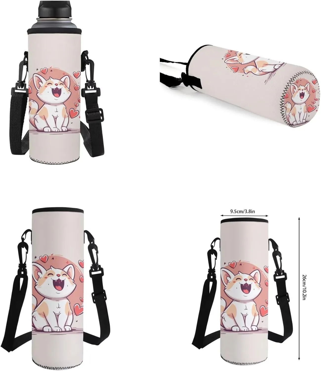 Kawaii Cat Bookbag and Lunch Box Set for Boys 17 Inch Preppy Backpacks for Teen Girls Pencil Case Kids Insulated Water Bottle Carrier 4 Piece Large Easy Clean Lightweight Middle School