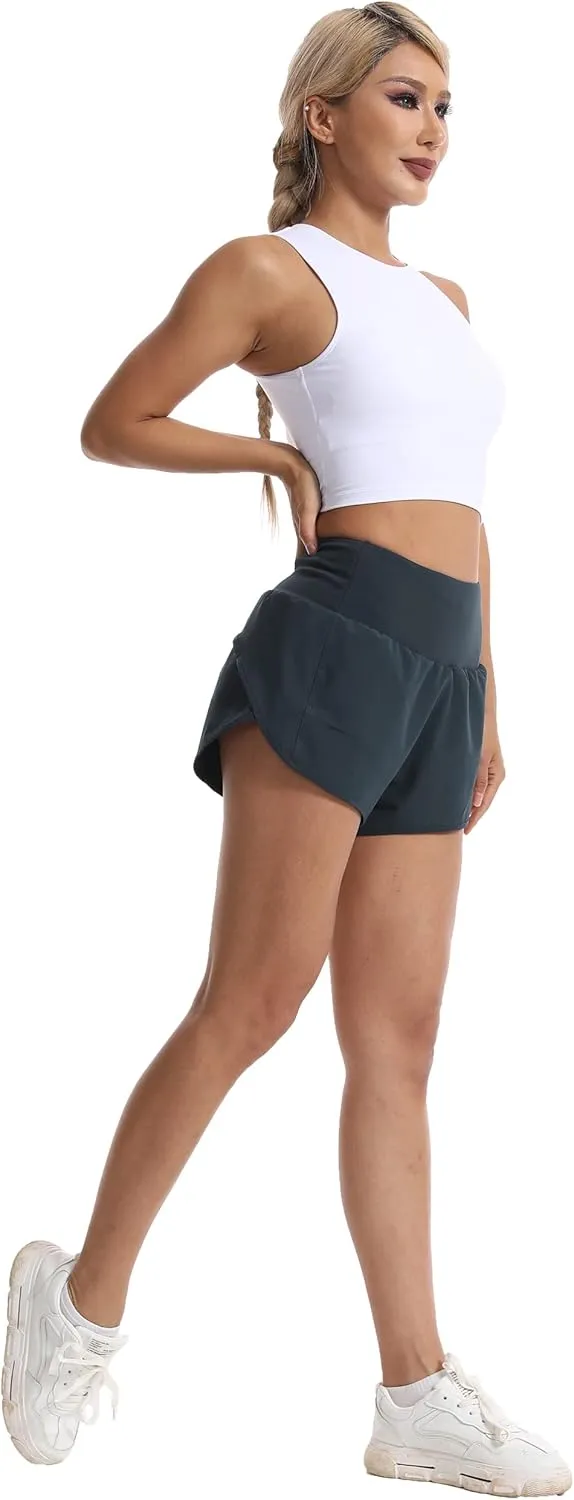 Kcutteyg Running Shorts for Women with Liner High Waisted Lightweight Womens Workout Shorts with Pocket