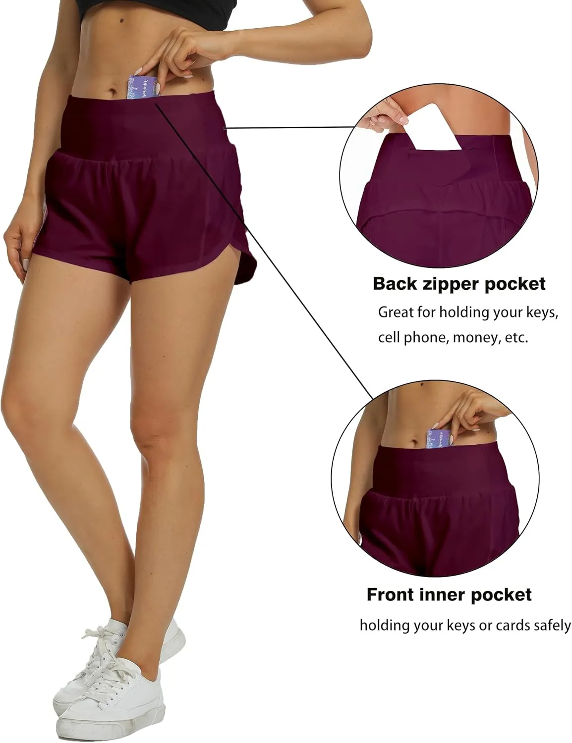 Kcutteyg Running Shorts for Women with Liner High Waisted Lightweight Womens Workout Shorts with Pocket