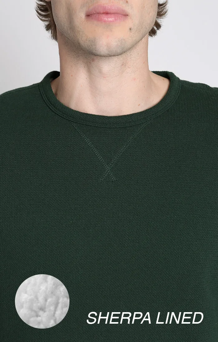 Kent Recycled Jacquard Sherpa Lined Crewneck