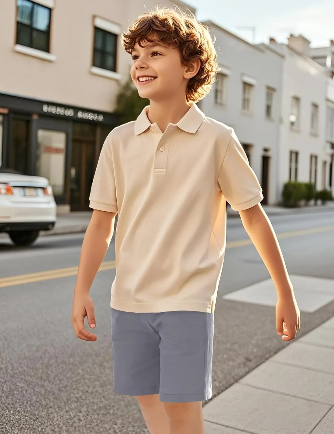 KEREDA Boys School Uniform Golf Shorts Pull On Preppy Shorts Kids Clothes with Pockets