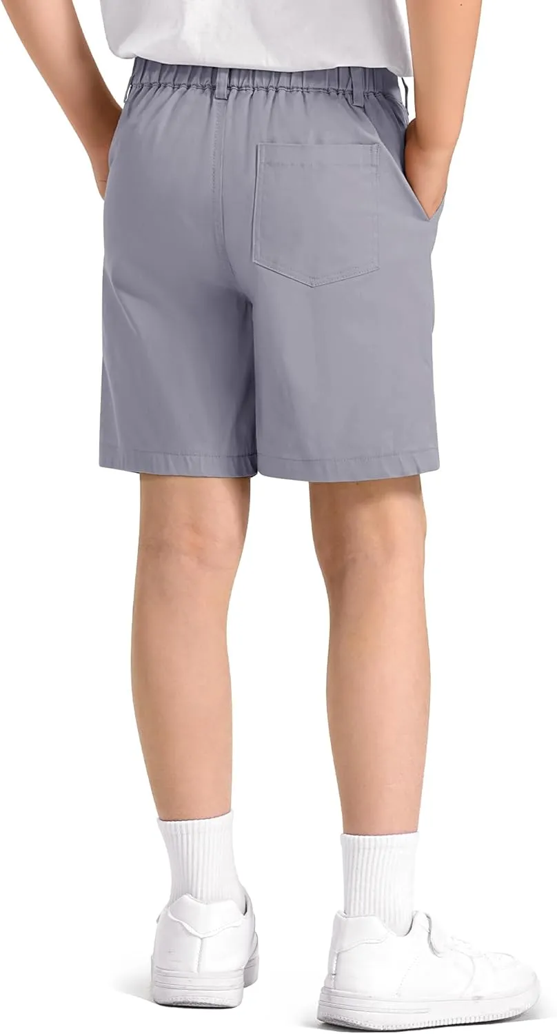 KEREDA Boys School Uniform Golf Shorts Pull On Preppy Shorts Kids Clothes with Pockets