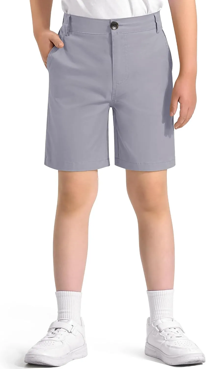 KEREDA Boys School Uniform Golf Shorts Pull On Preppy Shorts Kids Clothes with Pockets
