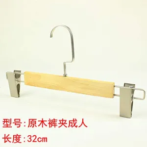 Kexinfan Hanger Wood Color Solid Wood Pants Clip Pants Rack Pants Hanging Home Clothing Store Adult Hanger Adult Wooden Wooden Pants Clip, 10, Wood Color