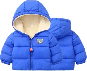 Kids Toddler Baby Girls Boys Winter Warm Thick Cotton Long Sleeve Bear Hooded Padded Clothes Coat Girls Denim