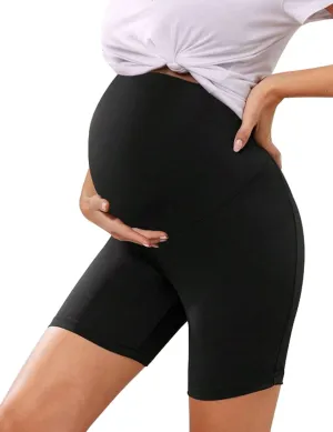 KIM S 5" Soft Lounge High Waisted Maternity Biker Shorts - Yoga Active Workout Maternity Shorts