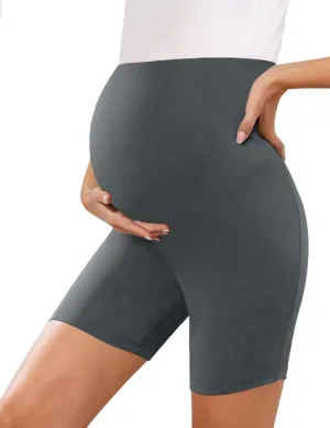KIM S Buttery Soft High Waisted Maternity Biker Shorts - Workout Yoga Active Maternity Shorts
