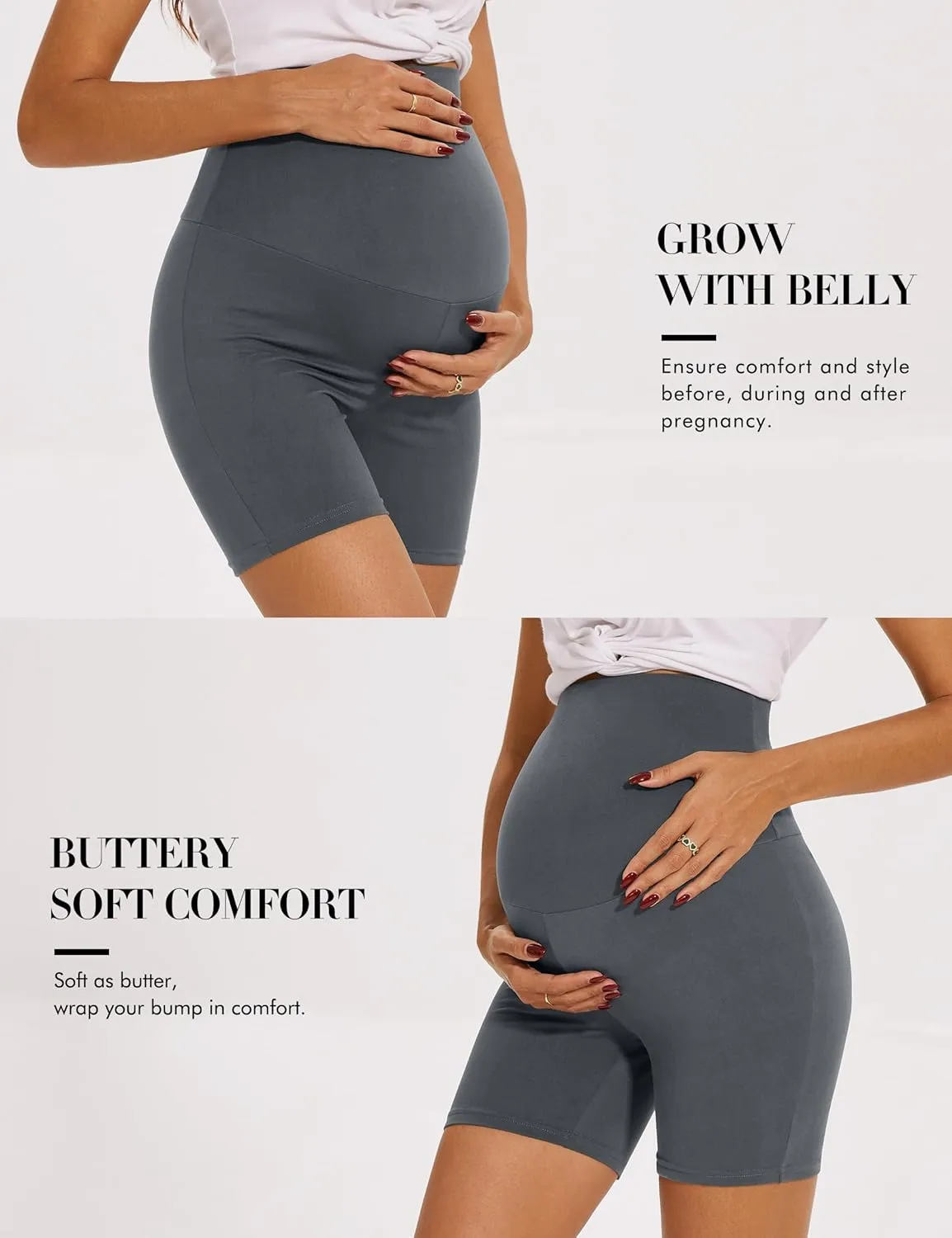 KIM S Buttery Soft High Waisted Maternity Biker Shorts - Workout Yoga Active Maternity Shorts