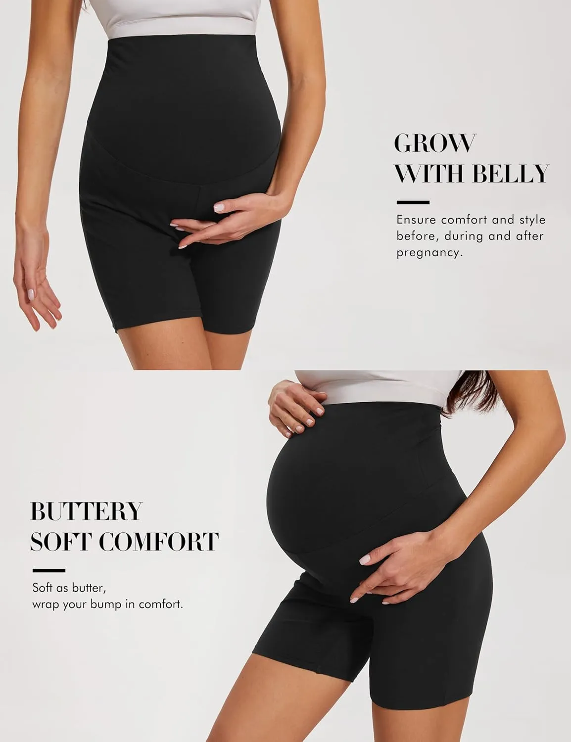 KIM S Buttery Soft High Waisted Maternity Biker Shorts - Workout Yoga Active Maternity Shorts