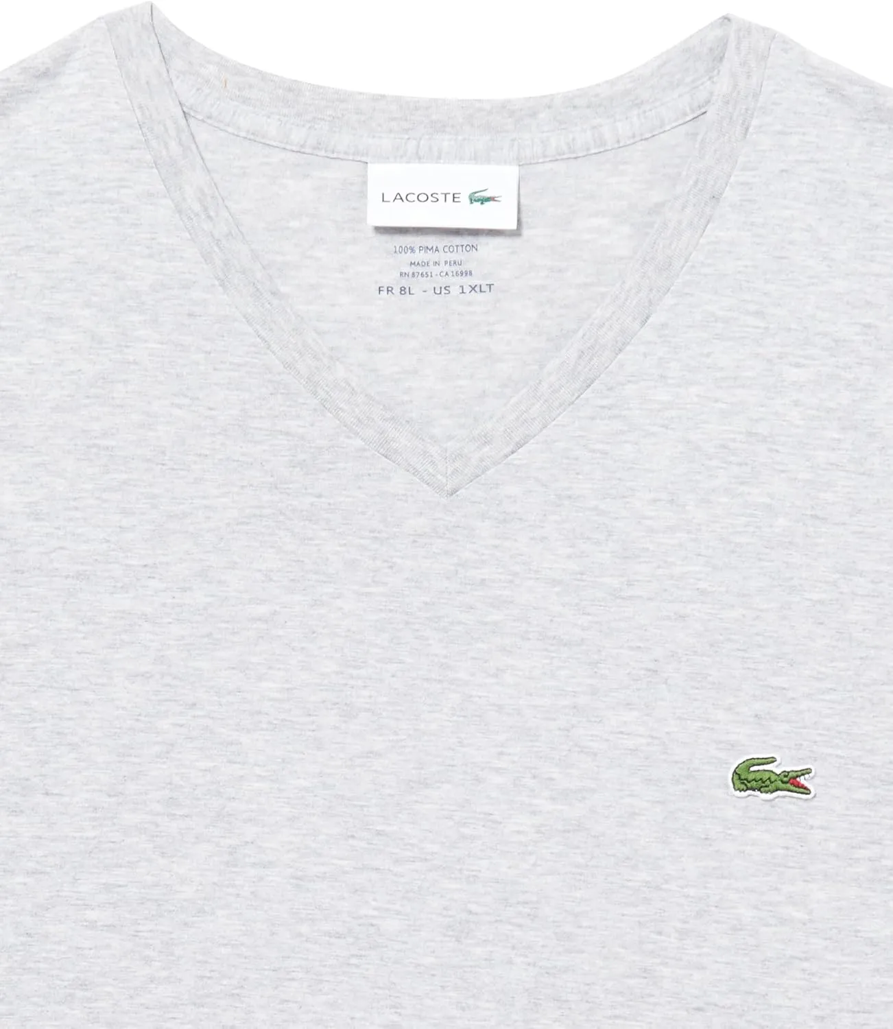 Lacoste Men's Tall Fit Ribbed V-Neck Cotton T-Shirt