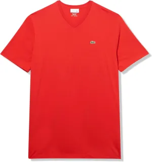 Lacoste Men's Tall Fit Ribbed V-Neck Cotton T-Shirt