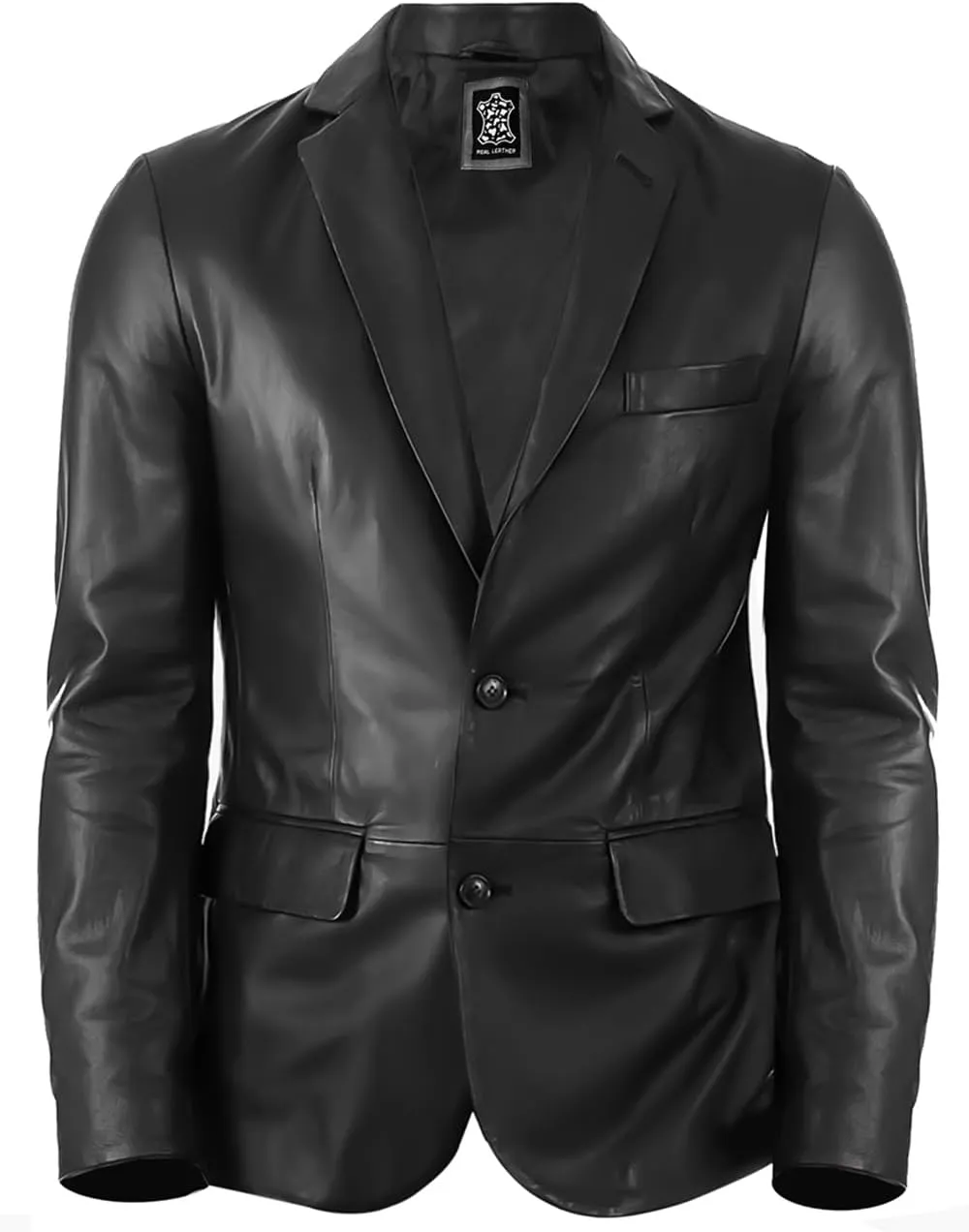 Lambskin Mens Leather Blazer 2 Button Classic Leather Coat Best for Business, Events Casual Wear Genuine Blazer for Men