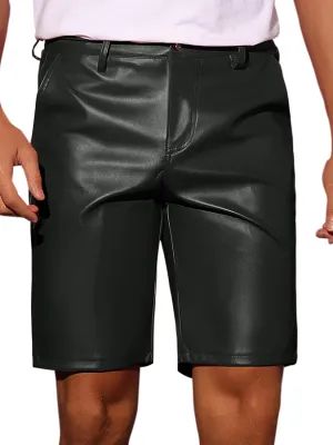 Lars Amadeus Faux Leather Shorts for Men's Hip Hop Motorcycle Biker Party Disco Shorts