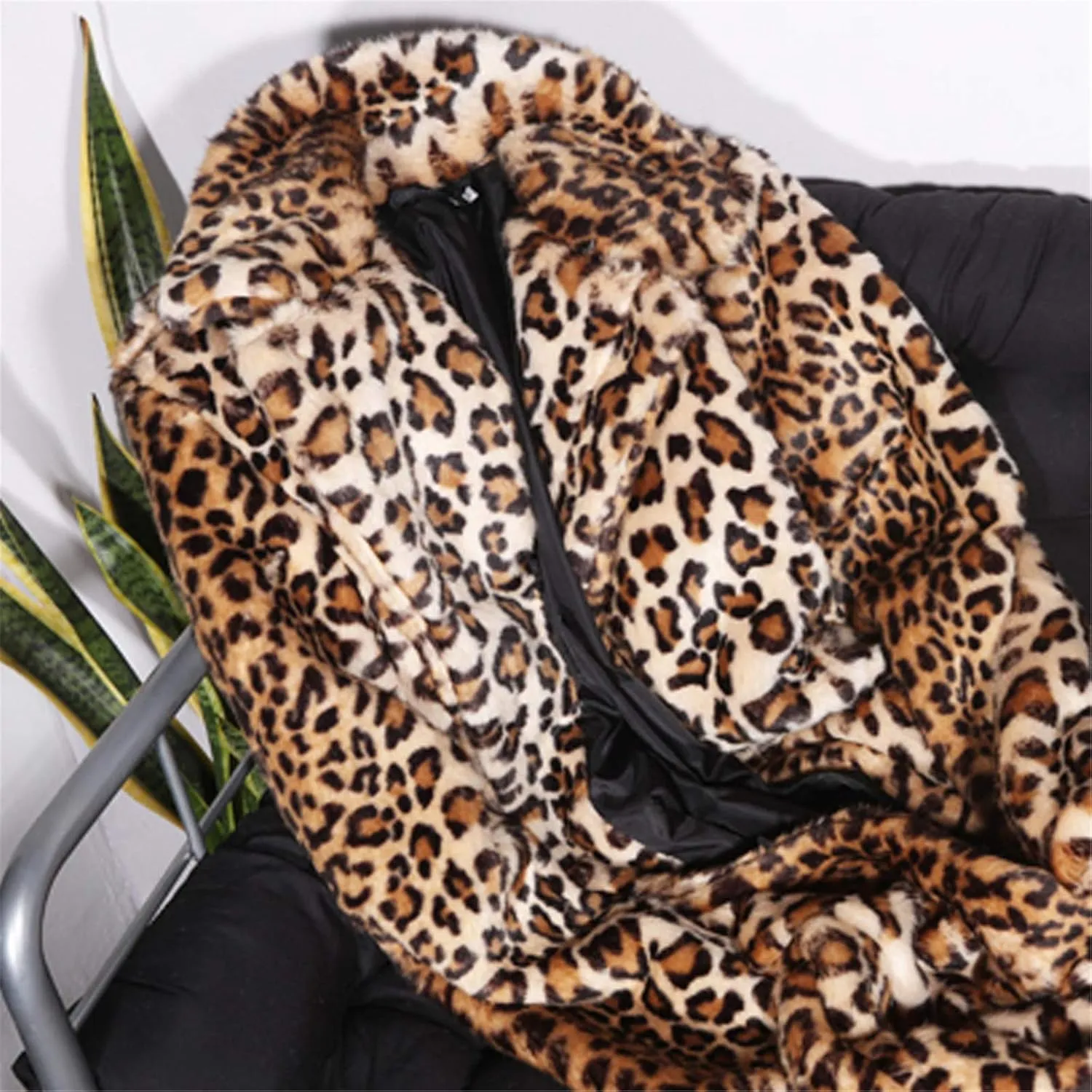 Leopard Print Coat Women 2024 Winter Fleece Fuzzy Open Front Long Jacket Faux Fur Cardigan Overcoat Trench Coat