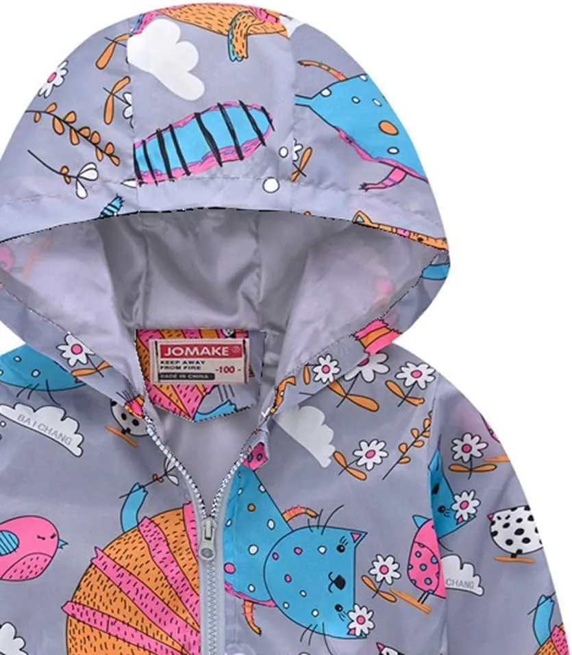 Little Girls Boys Rain Jacket Lightweight aterproof Solid Fall Raincoat Zipper Hooded Lined Windbreaker