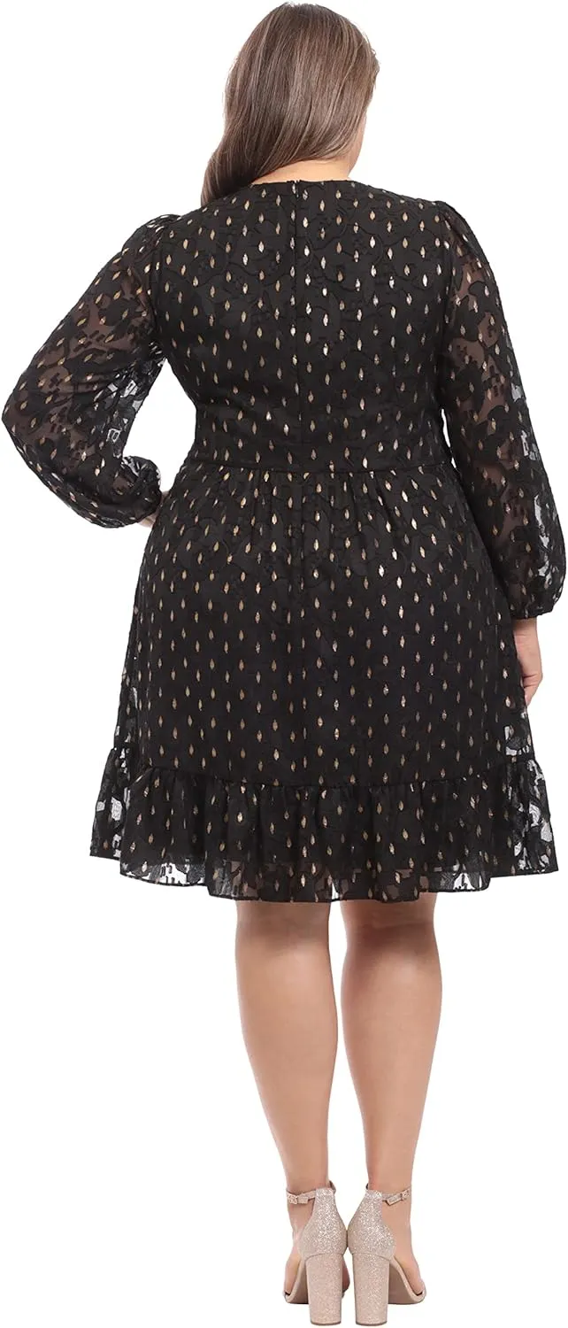 London Times Women's V-Neck Ruched Waist Tiered Skirt Dress