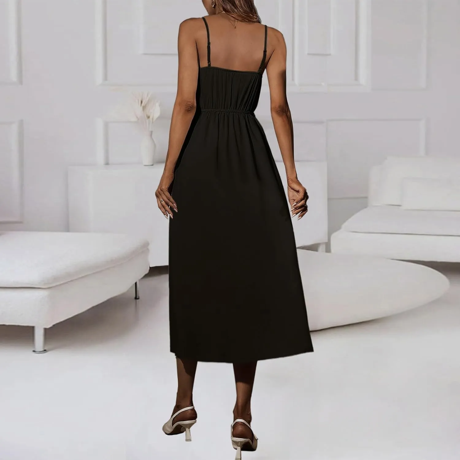 Long Dresses for Women Formal Tie V Neck Off Shoulder Dress High Slit Elegant Party Cocktail A Line Flowy Midi Sundress