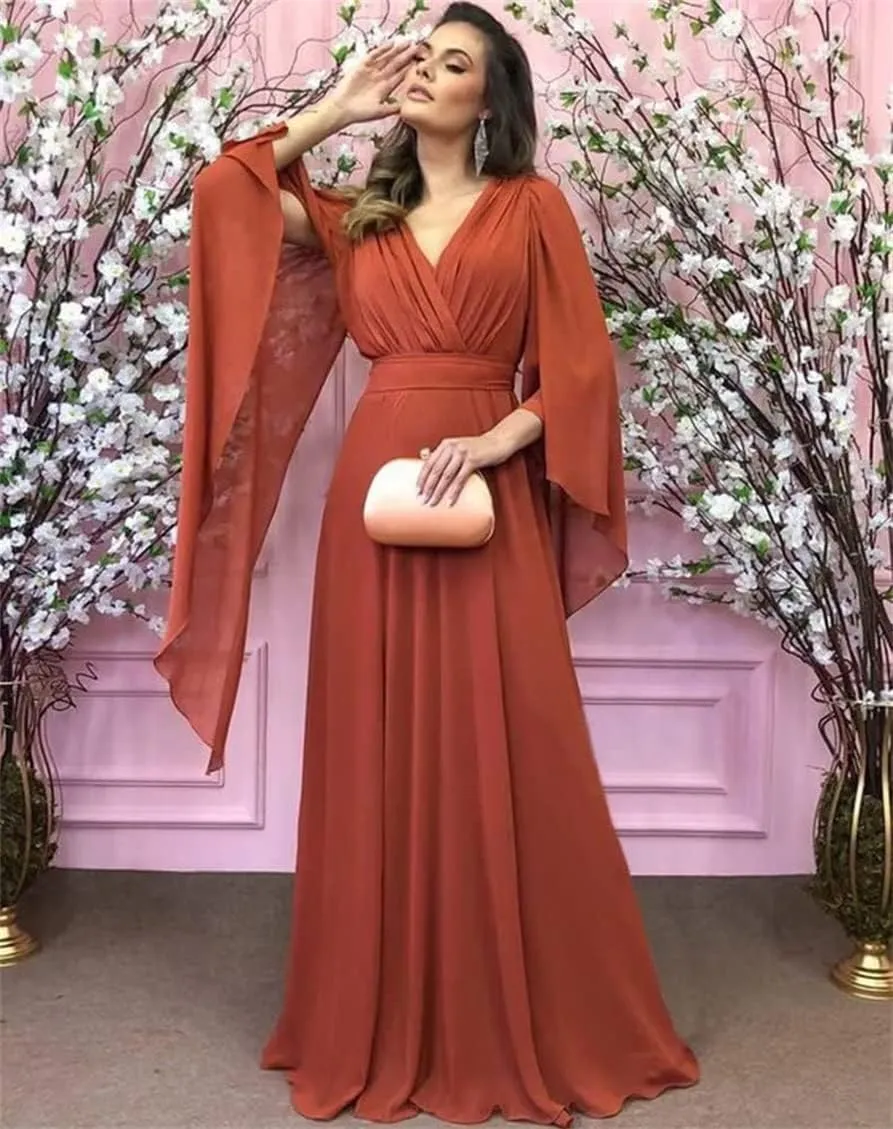 Long Sleeve Mother of The Bride Dresses for Wedding Chiffon Formal Evening Prom Gowns for Women