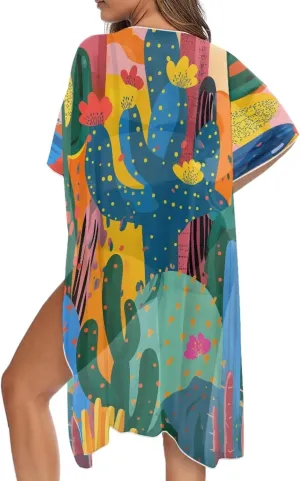 Long Swimsuit Coverup for Women Seaside Summer Vacation Swim Cover Up for Women Hawaiian komono cardigan Cover Ups