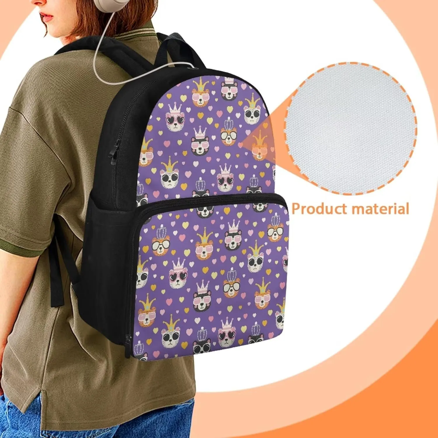 Lunch Shoulder Bag for Primary Kids-Bear King 2-in-1 Backpack Insulated Cooler,with Lunch Compartment and Backpack Handle,Water Resistant Easy Clean for Camping School