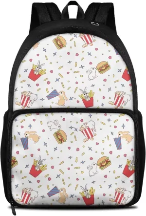 Lunch Shoulder Bag for Primary Kids-Vegetarian Rabbit 2-in-1 Backpack Insulated Cooler,with Lunch Compartment and Backpack Handle,Water Resistant Easy Clean for Camping School