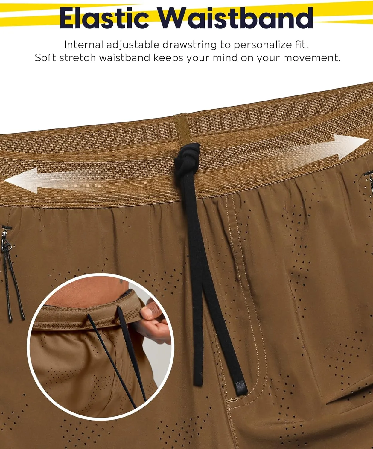 maamgic Mens 2 in 1 Running Shorts 5" Gym Workout Shorts with Zipper Pockets
