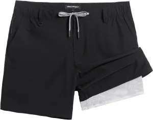 maamgic Mens Casual Shorts with Compression Liner 5/7 Inch Classic Fit Khaki Shorts