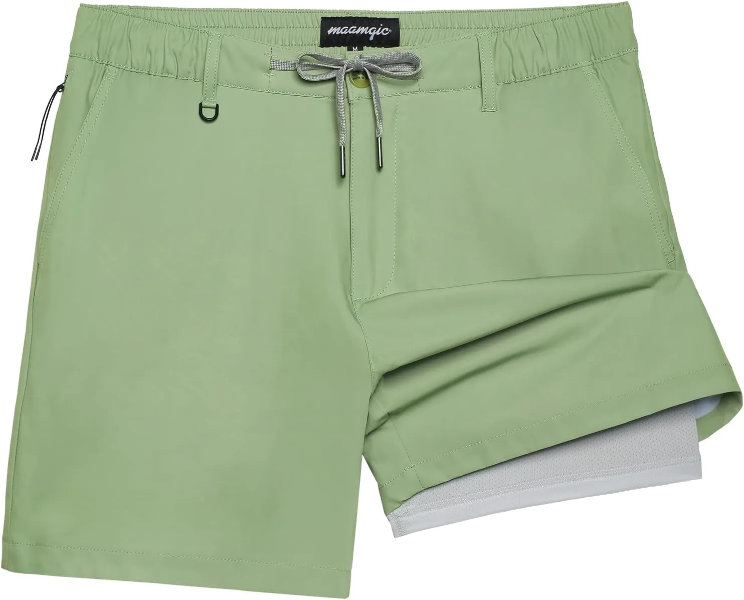 maamgic Mens Casual Shorts with Compression Liner 5/7 Inch Classic Fit Khaki Shorts
