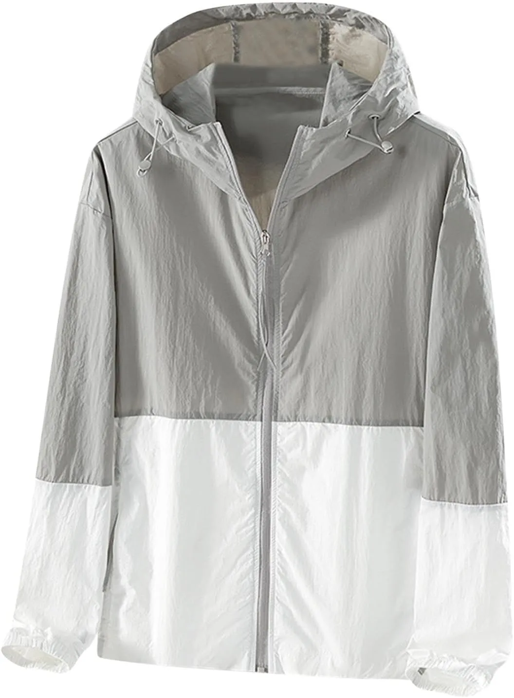 maisdgop Raincoat for Women Pretty Color Block Waterproof Windbreaker Casual Zip up Travel Hiking Trench Coats with Pockets