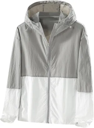maisdgop Raincoat for Women Pretty Color Block Waterproof Windbreaker Casual Zip up Travel Hiking Trench Coats with Pockets