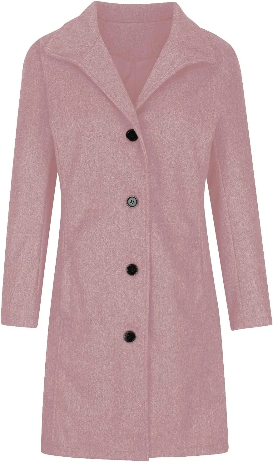 maisdgop Trench Coat Women Faux Wool Single Breasted Pea Coat Mid Length Jackets Oversized Loose Long Sleeve Windbreaker