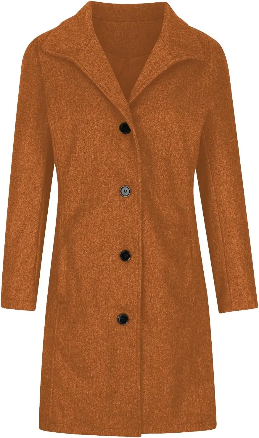 maisdgop Trench Coat Women Faux Wool Single Breasted Pea Coat Mid Length Jackets Oversized Loose Long Sleeve Windbreaker