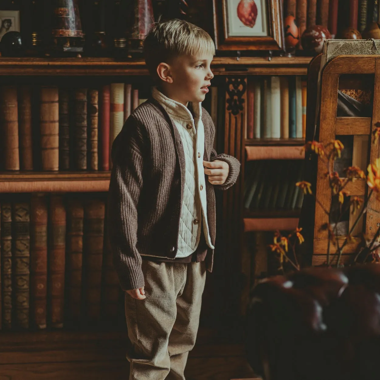 Matu Merino Wool Cardigan | Dark Taupe Melange